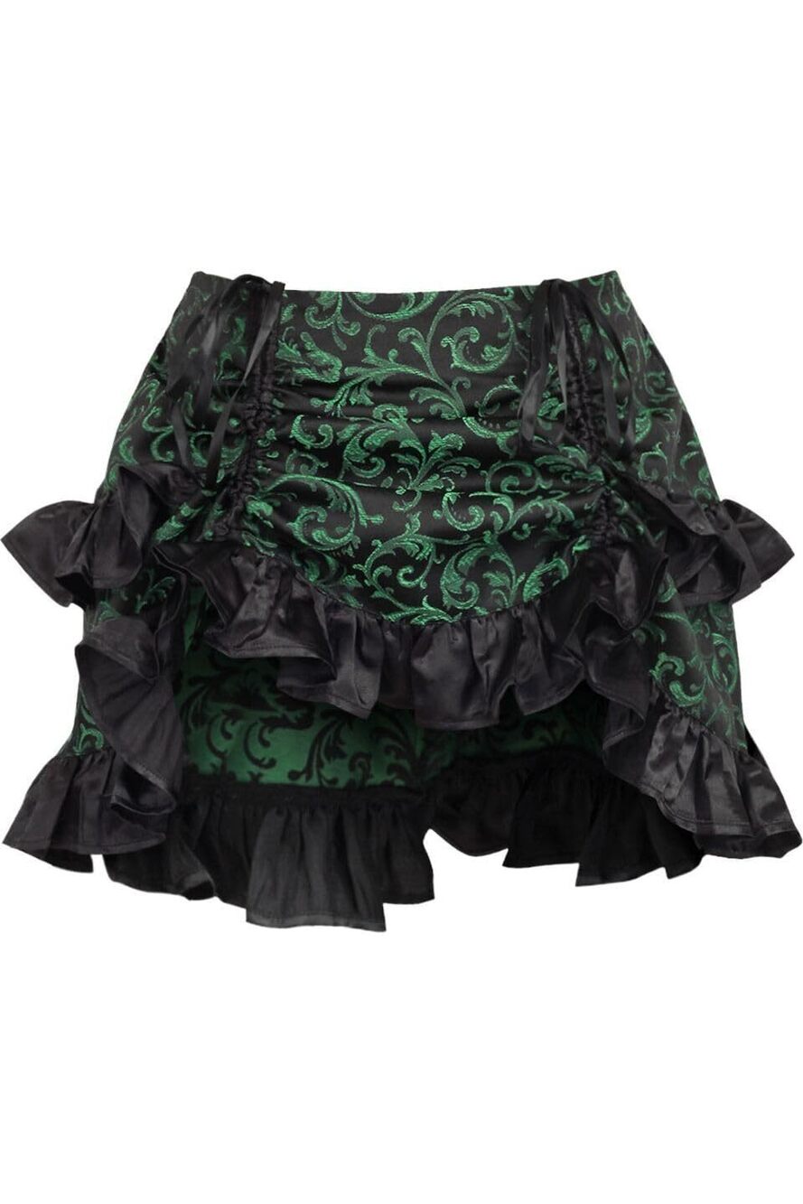 9200 Green/Black Brocade Ruched Bustle Skirt Regular